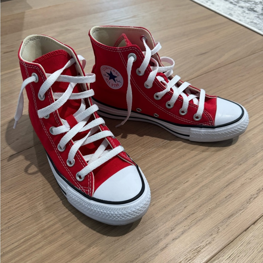 Red and White CONVERSE Chuck Taylor All Star High Top Shoes